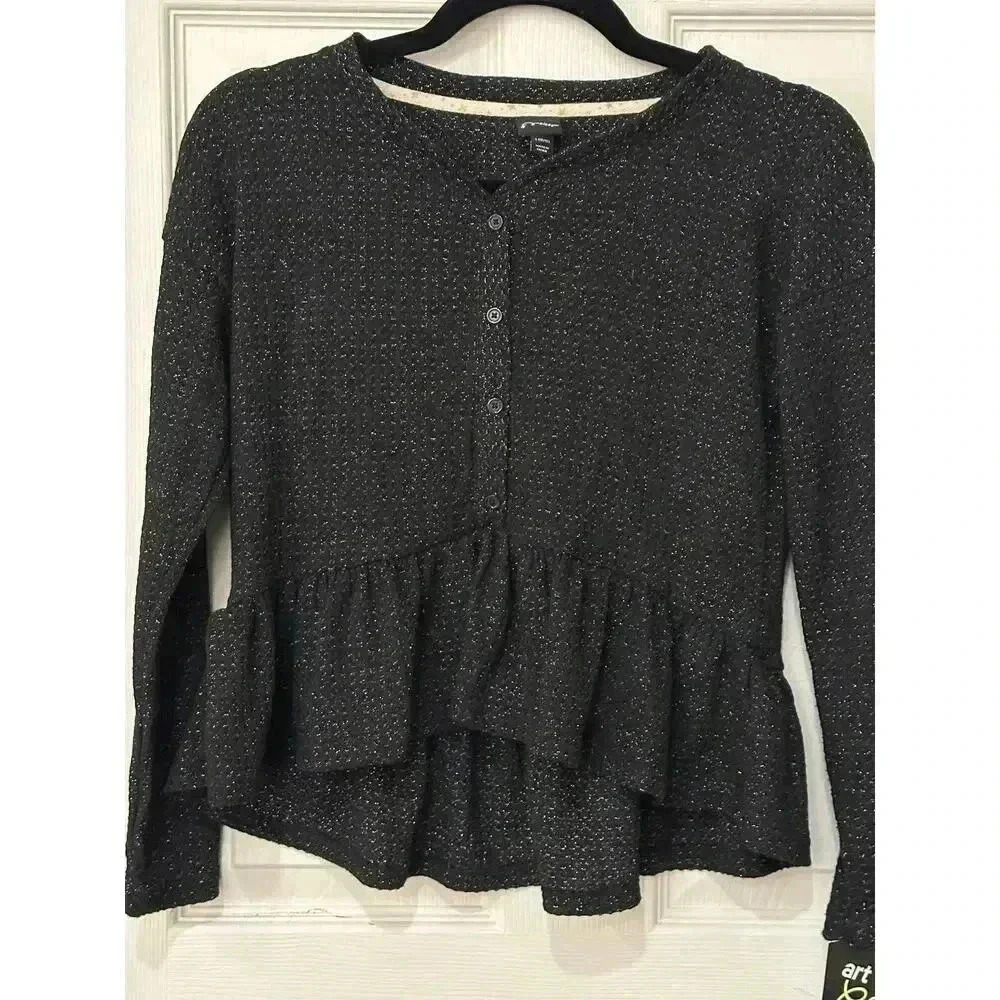 Art Class Girls Black Shimmer Hi/lo Top 10/12